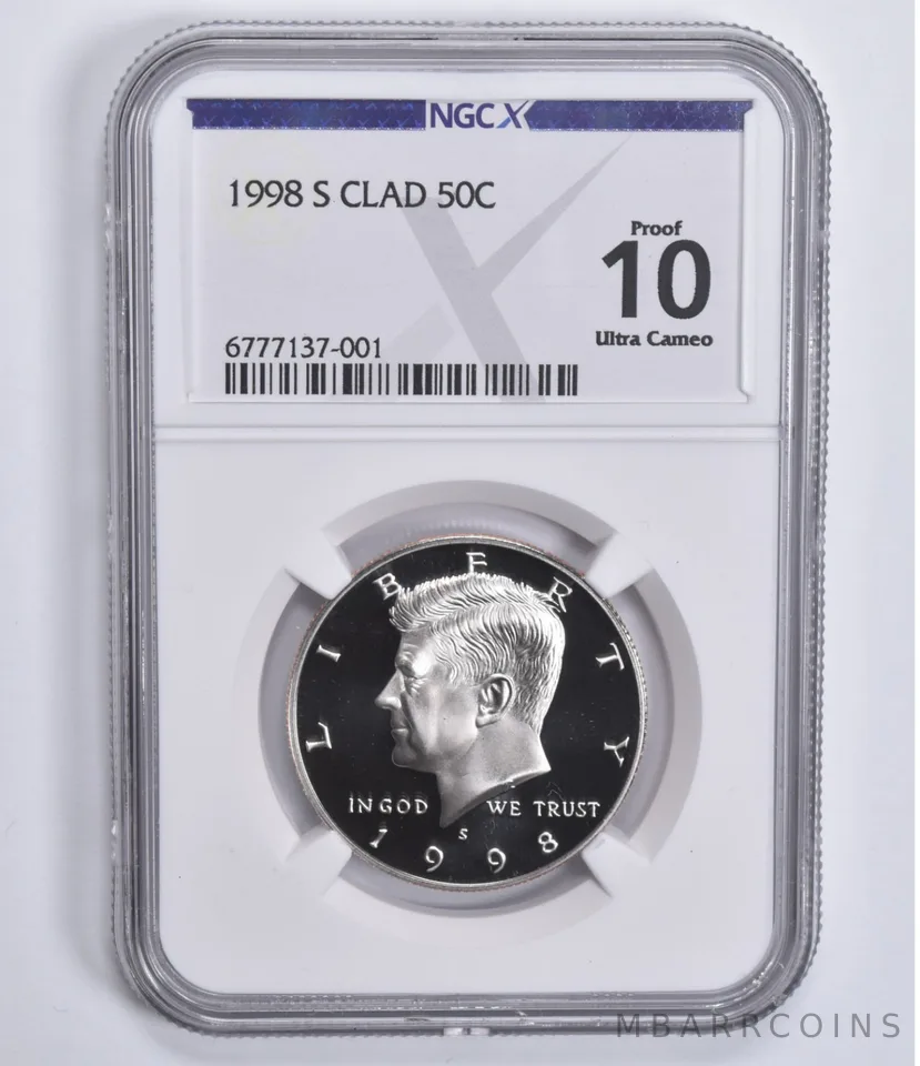 1998-S Kennedy Half Dollar CLAD Proof 10 UCam NGC X NGCX