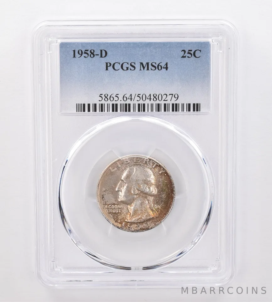 1958-D Washington Quarter MS64 PCGS Beautiful Tone *0034