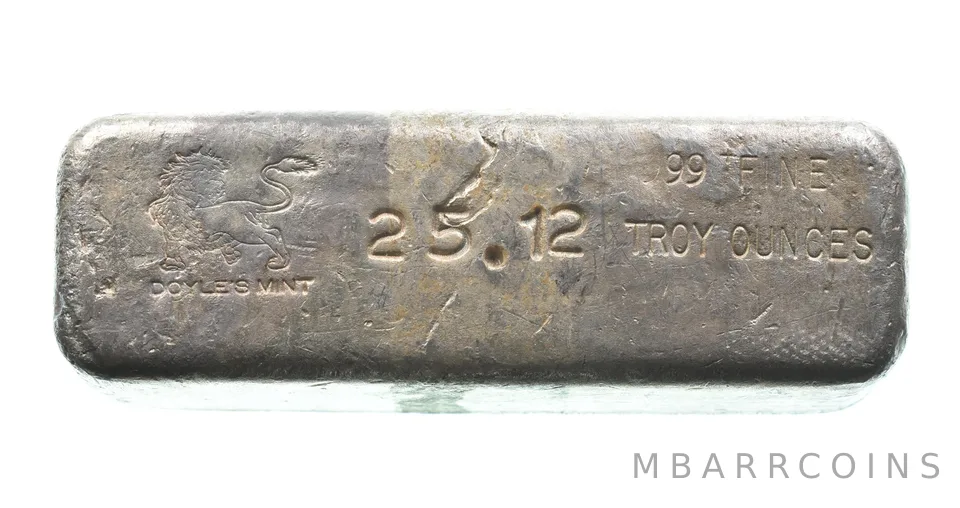 25.12 Troy Oz Silver Bar Doyle Mint *2590