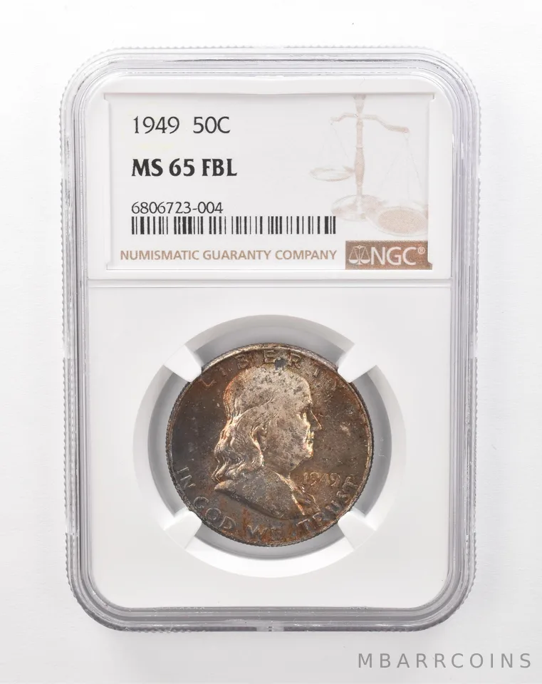1949 Franklin Half Dollar MS65 FBL NGC Beautiful Tone *1123