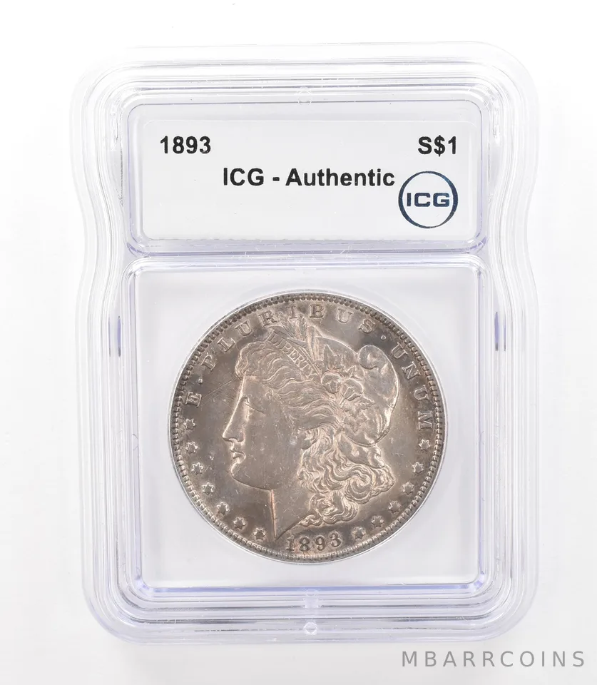 1893 Morgan Silver Dollar Authentic ICG Nice Tone *3142