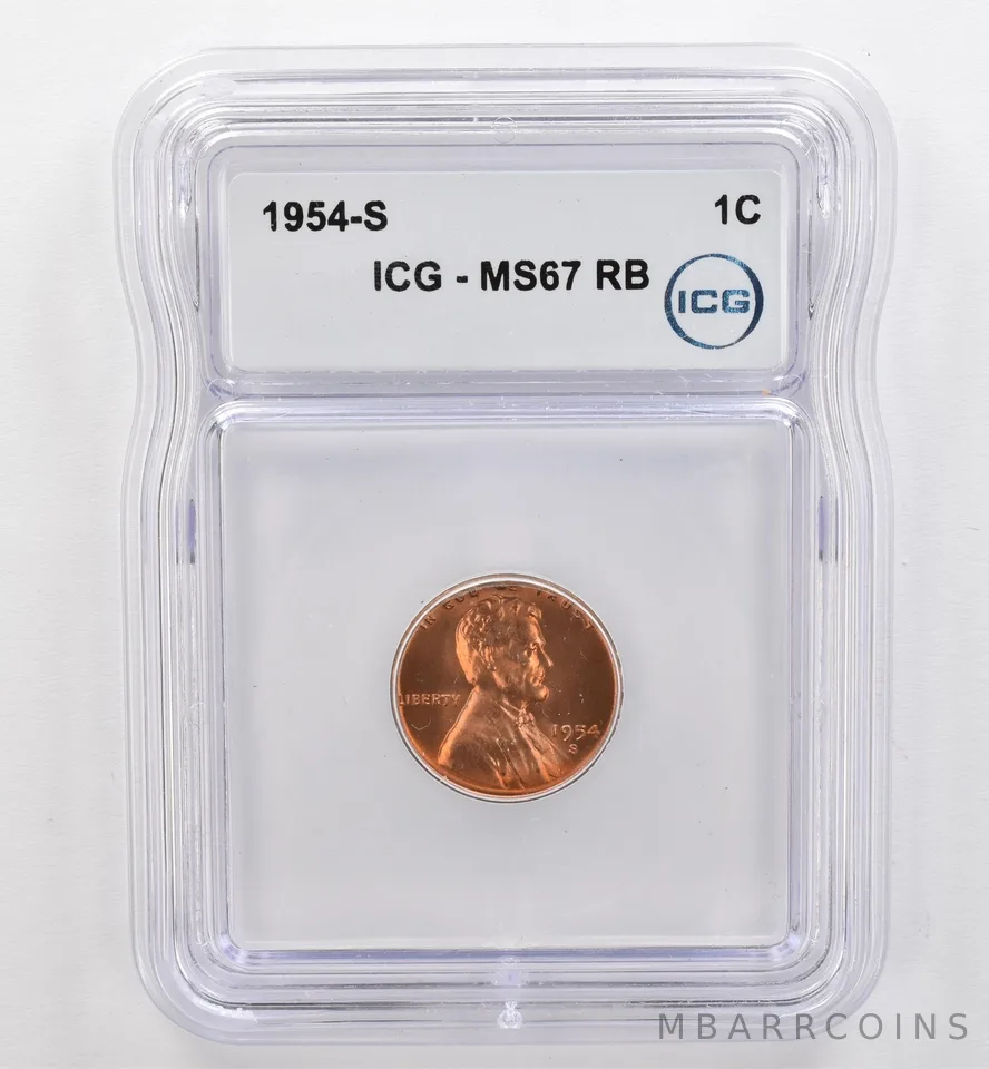 1854-S Lincoln Wheat Cent MS67 RB ICG Beautiful Tone *9571