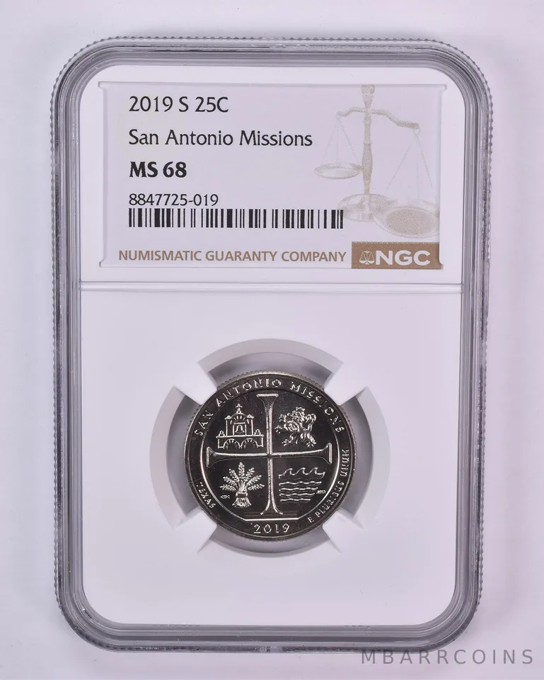 2019-S Washington Quarter ATB San Antonio Missions MS68 NGC Brown Label