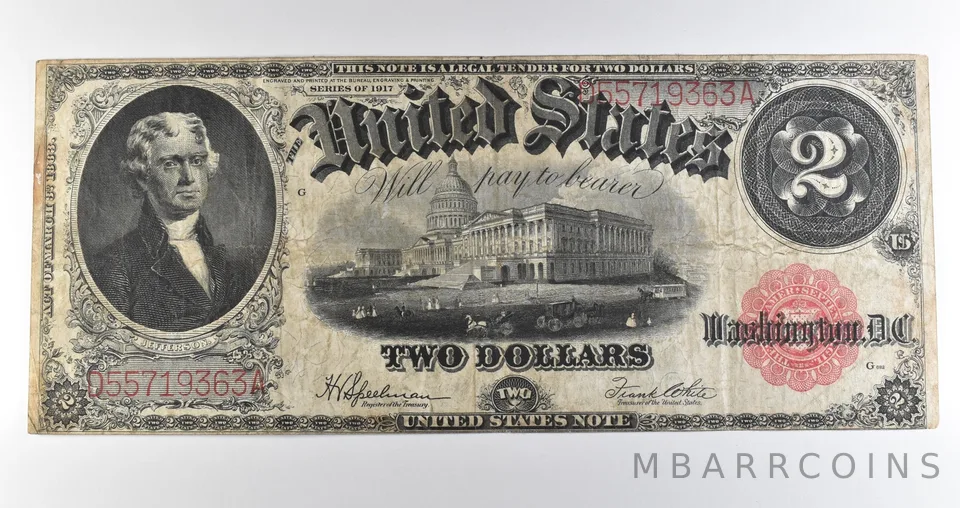 1917 $2 Legal Tender Large Note Red Seal *3574