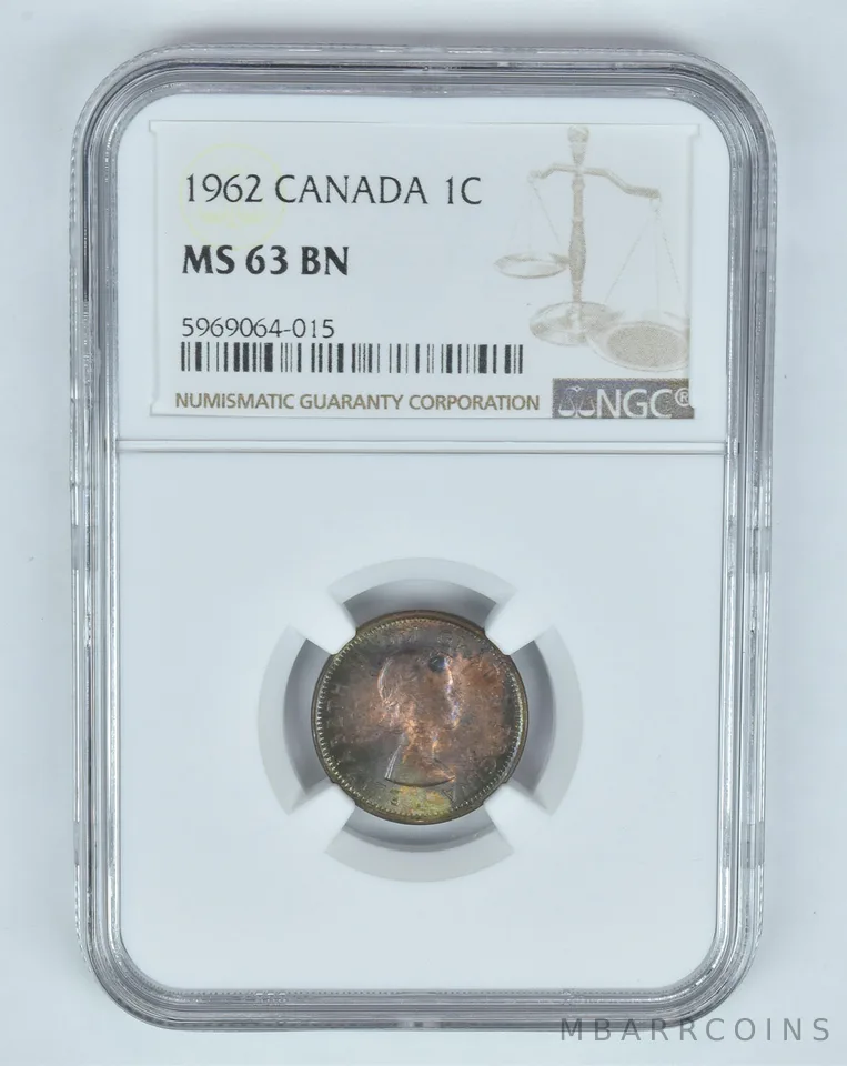 MS63 BN 1962 Canada 1 Cent - Graded NGC- INSANE Tone *8878