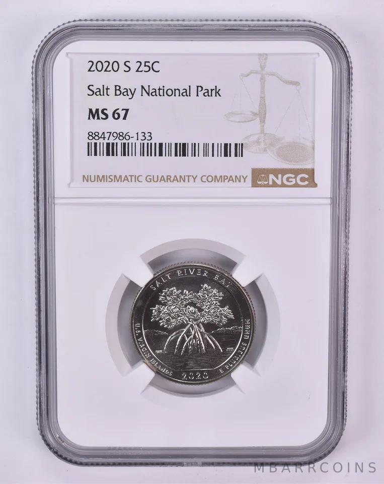 2020-S Washington Quarter Salt Bay National Park ATB MS67 NGC Brown Label