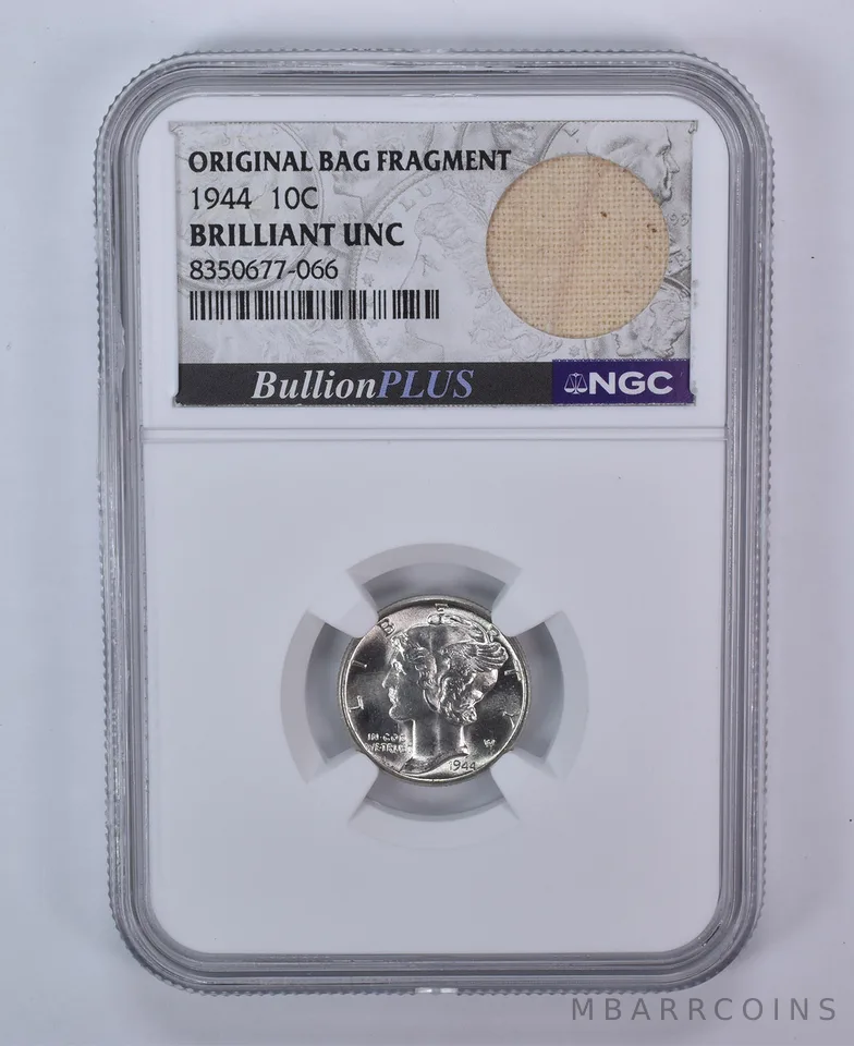 1944 Mercury Dime Original Bag Fragment BU NGC