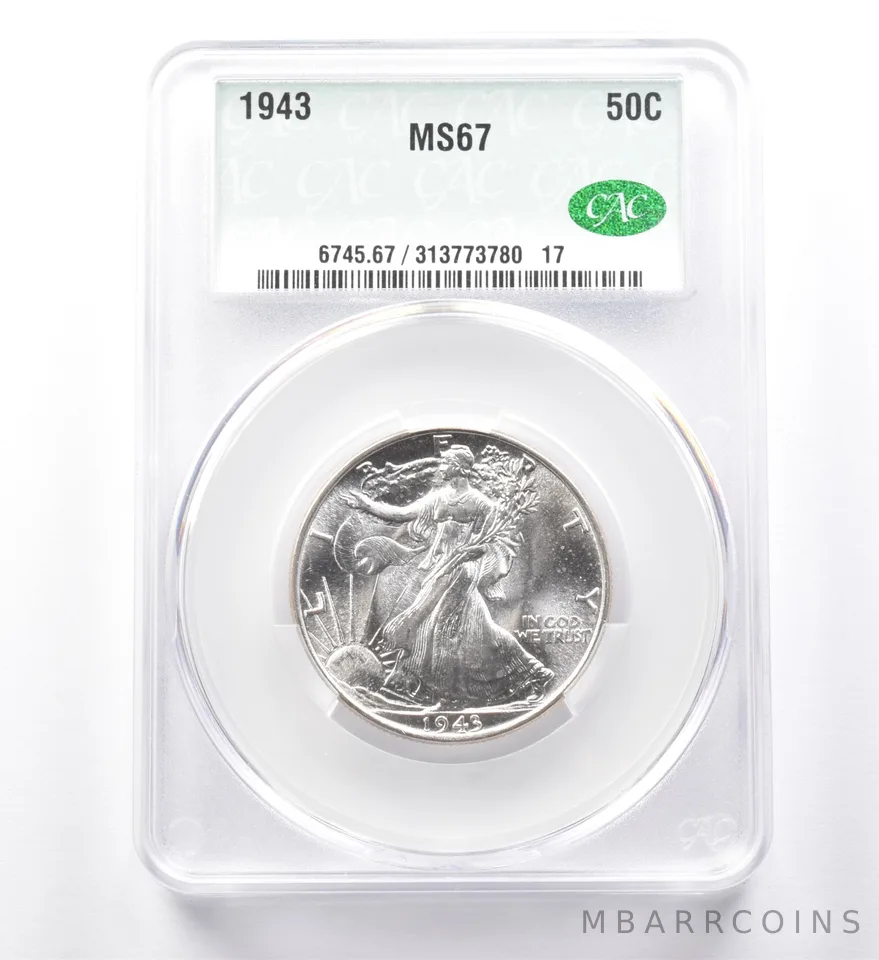 1943 Walking Liberty Half Dollar MS67 CAC *0013