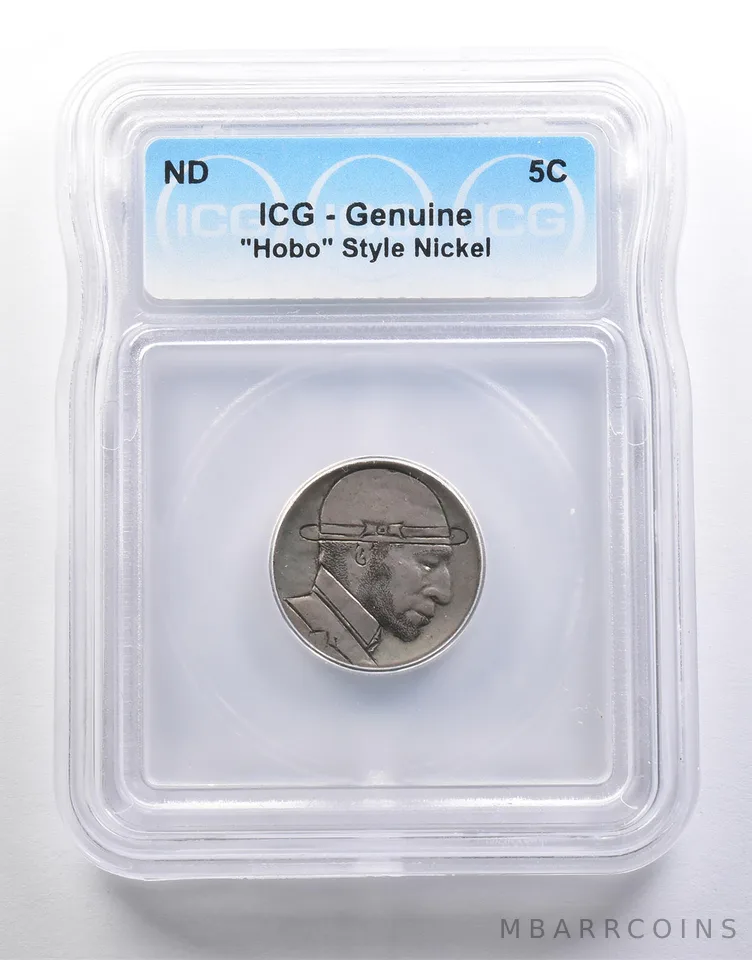 (ND) Indian Head Buffalo Nickel "Hobo" Style Genuine ICG a6583