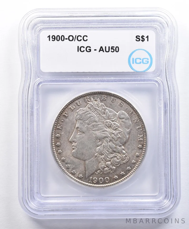 1900-O/CC Morgan Silver Dollar AU50 ICG *1568