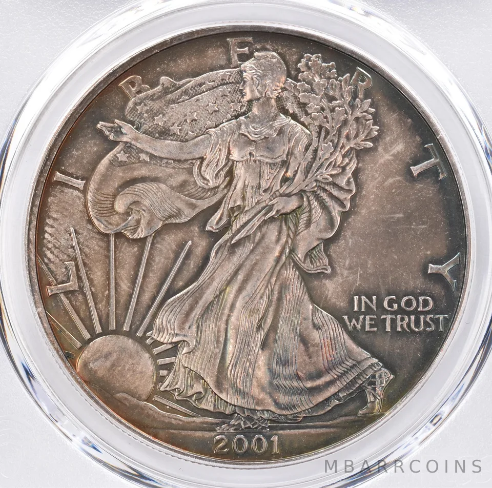 2001 American Silver Eagle MS64 PCGS Beautiful Tone *1493