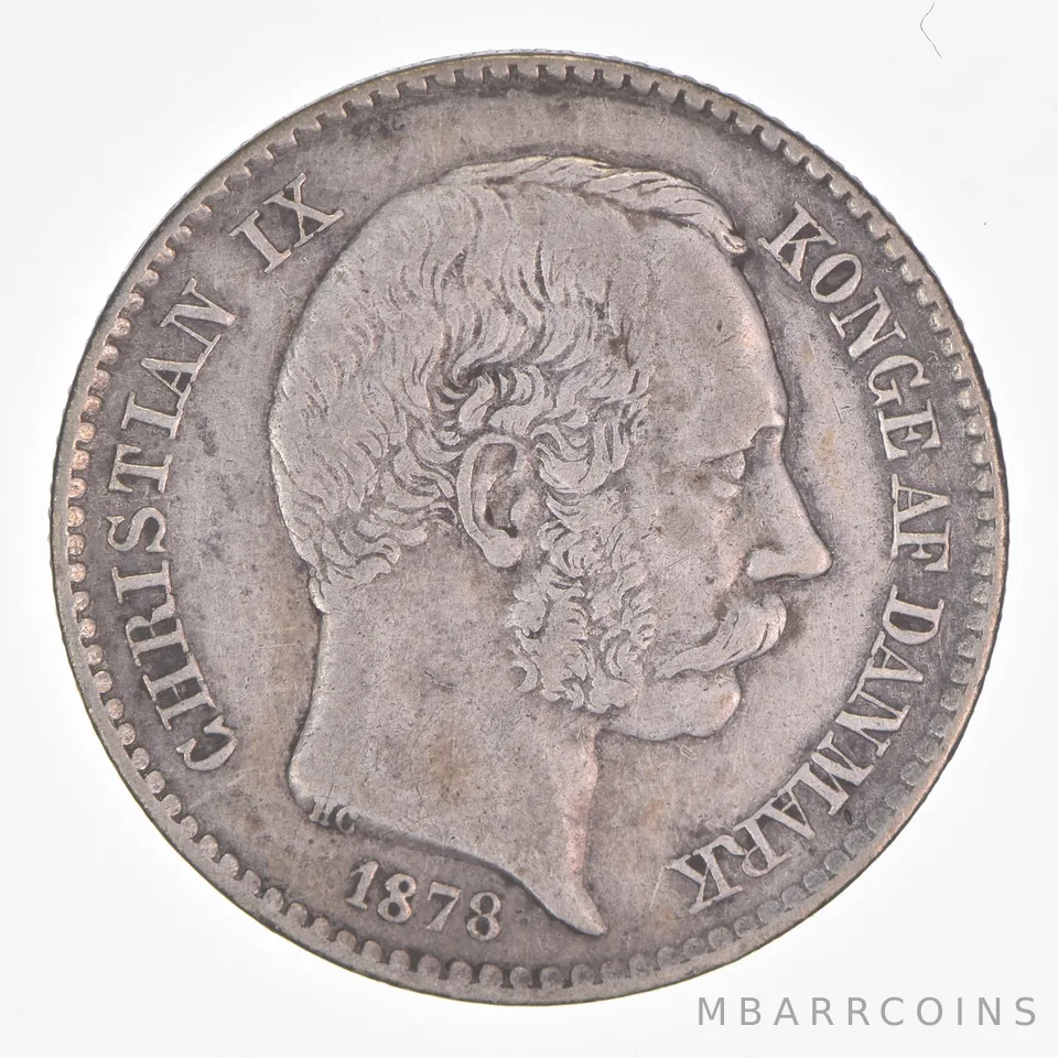 Better Date - 1878 Danish West Indies 10 Cents World Coin- Silver *019