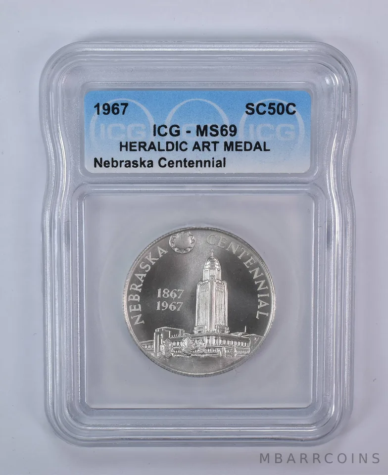 1967 So Called Half Dollar Nebraska Centennial MS69 ICG