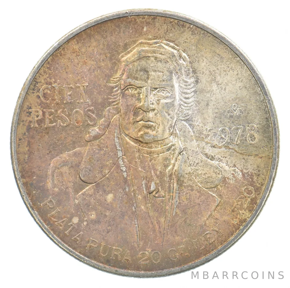 1978 Mo Mexico 100 Pesos Silver Beautiful Tone *7188