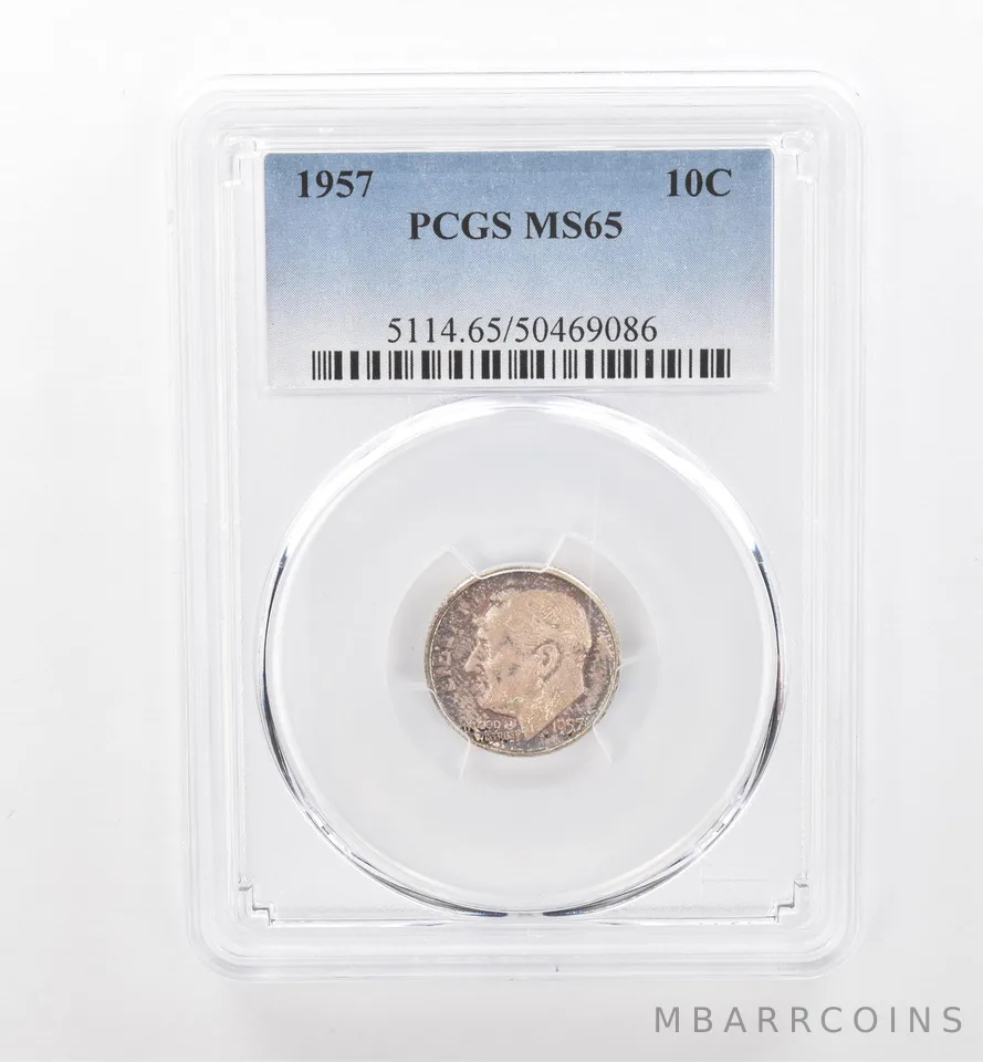 1957 Roosevelt Dime MS65 PCGS Beautiful Tone *1877