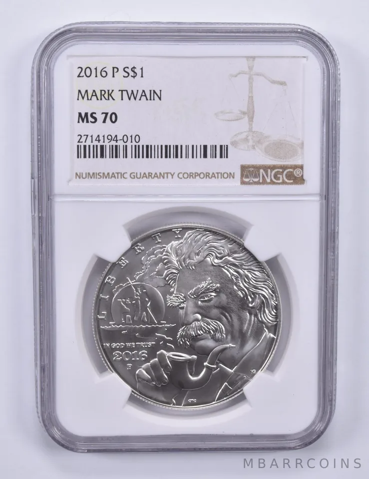 2016-P Mark Twain Commemorative Dollar MS70 NGC Brown Label