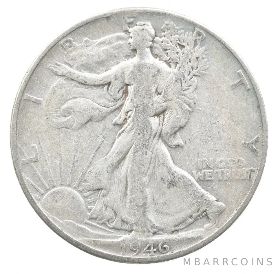 1946 Walking Liberty Half Dollar DDR Double Die Reverse *3208