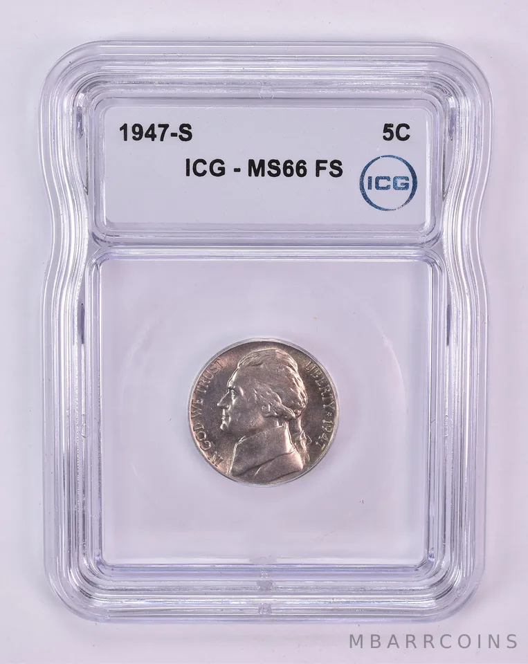 1947-S Jefferson Nickel MS66 FS ICG