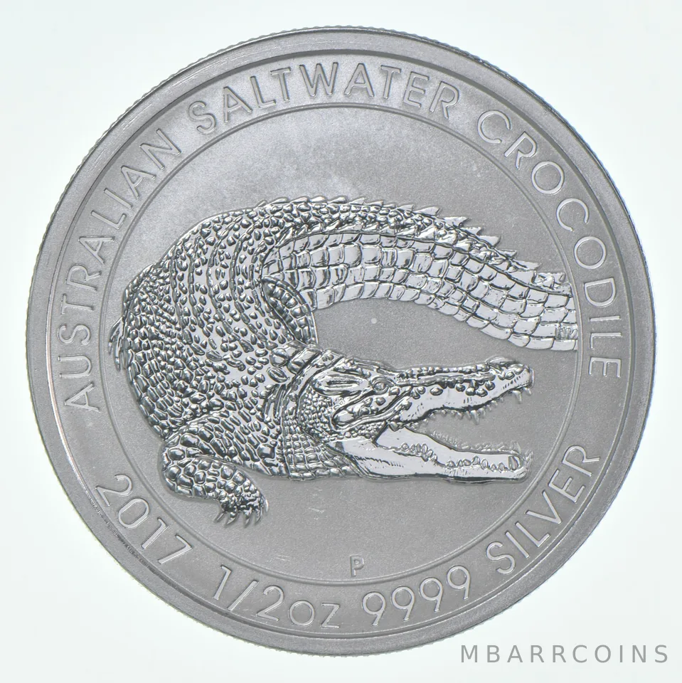 2017 P Australia 50 Cents Silver Saltwater Crocodile 1/2 Oz 0.5 Oz Silver
