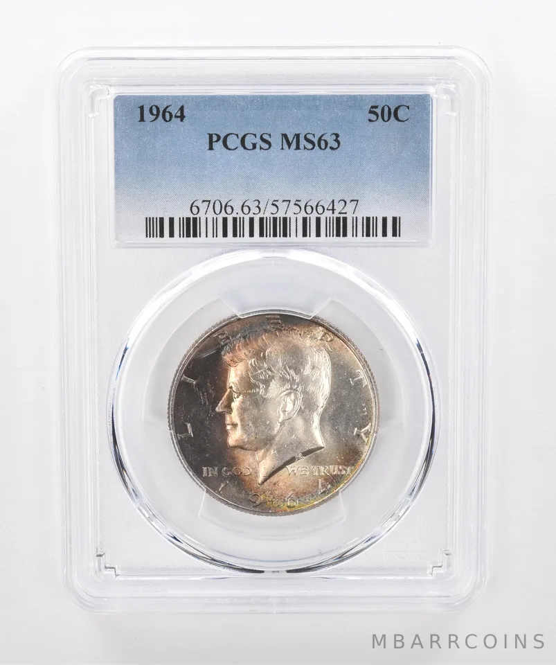1964 Kennedy Half Dollar MS63 PCGS Beautiful Tone *1399