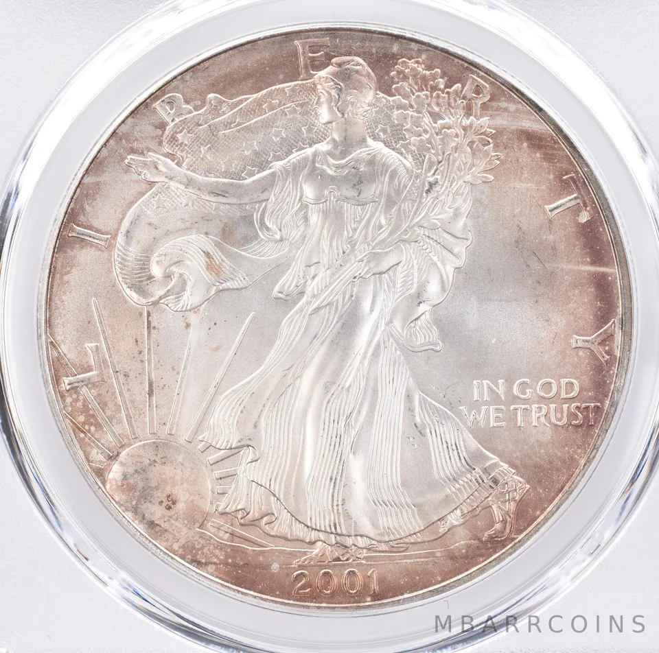2001 American Silver Eagle MS67 PCGS Beautiful Tone *1316