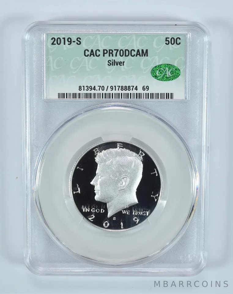 2019-S Kennedy Half Dollar Silver PR70 DCAM CAC CACg