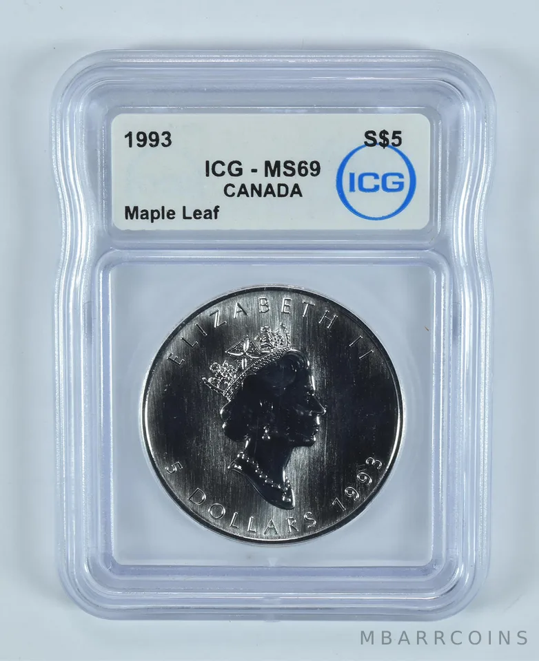 1993 Canada 5 Dollars Silver Maple Leaf MS69 ICG
