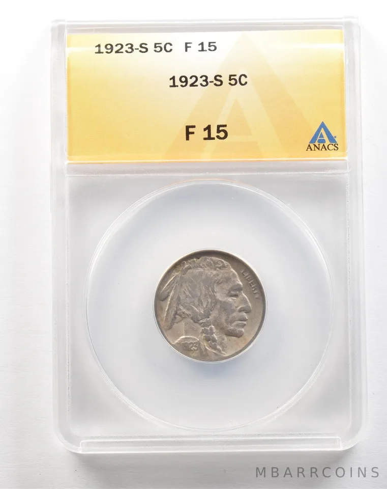 1923-S Indian Head Buffalo Nickel F15 ANACS a5144