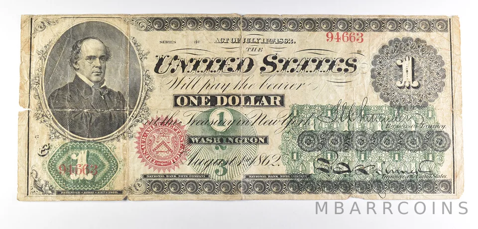 1862 $1 US Legal Tender Note Large Note *6048