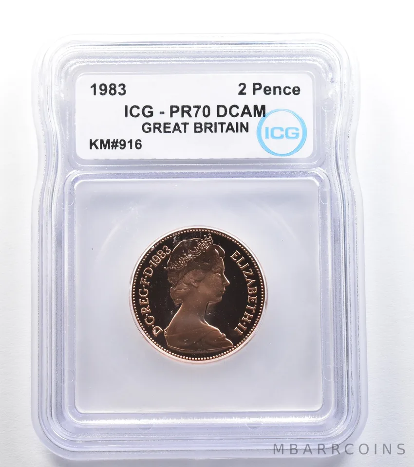 1983 Great Britain 2 Pence KM#916 PR70 DCAM ICG *7844