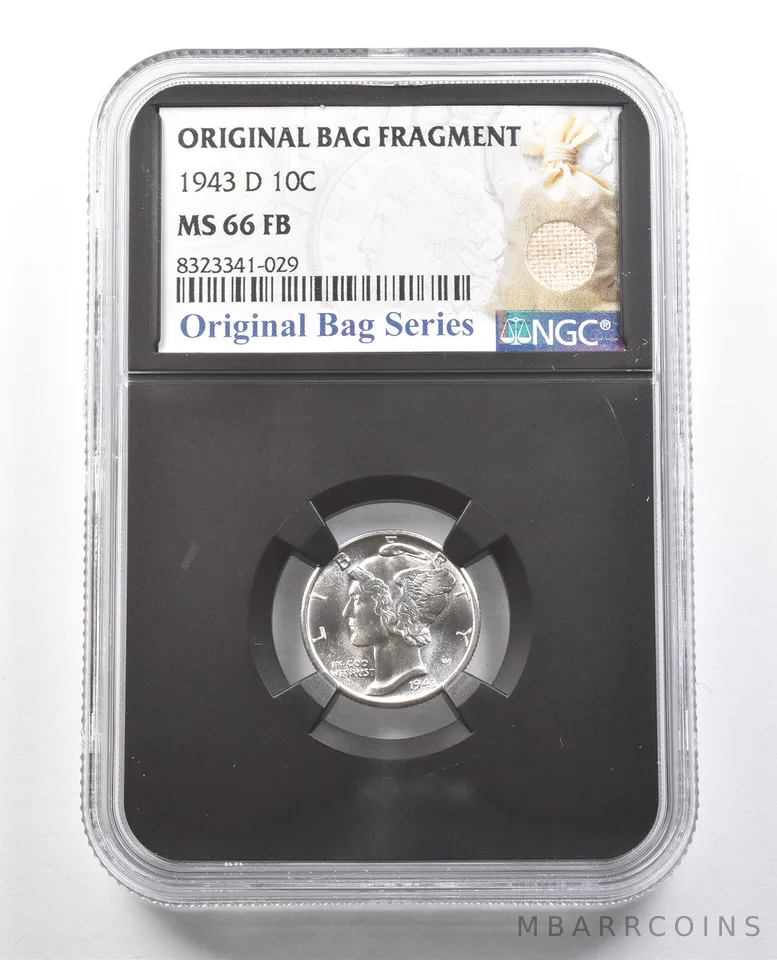 1943-D Mercury Dime Original Bag Fragment MS66 FB NGC *6129