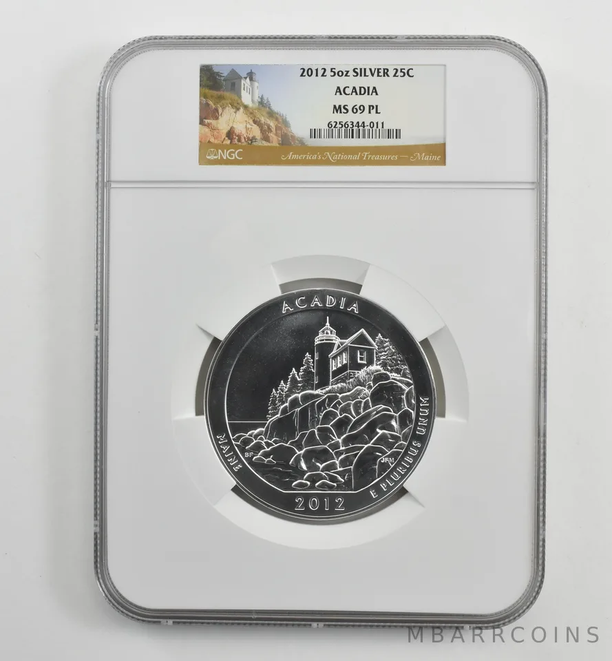 2012 5 Oz Silver Quarter America The Beautiful Acadia MS69 PL NGC *1554