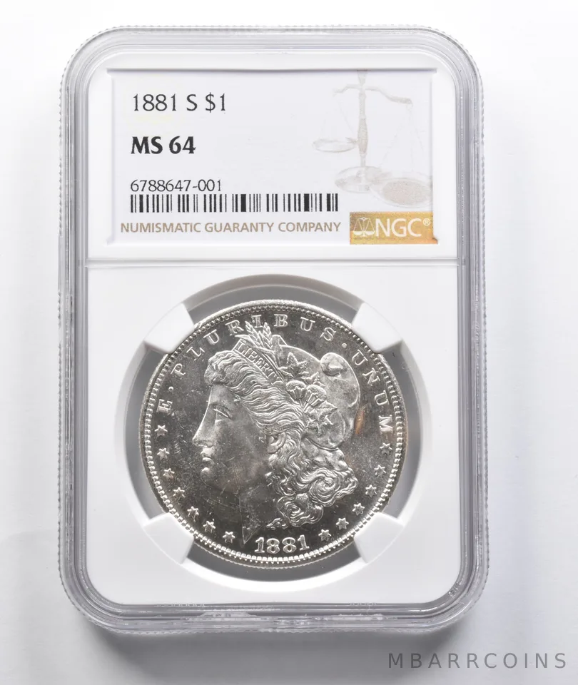MS64 1881-S Morgan Silver Dollar NGC Amazing Contrast on Reverse a7836