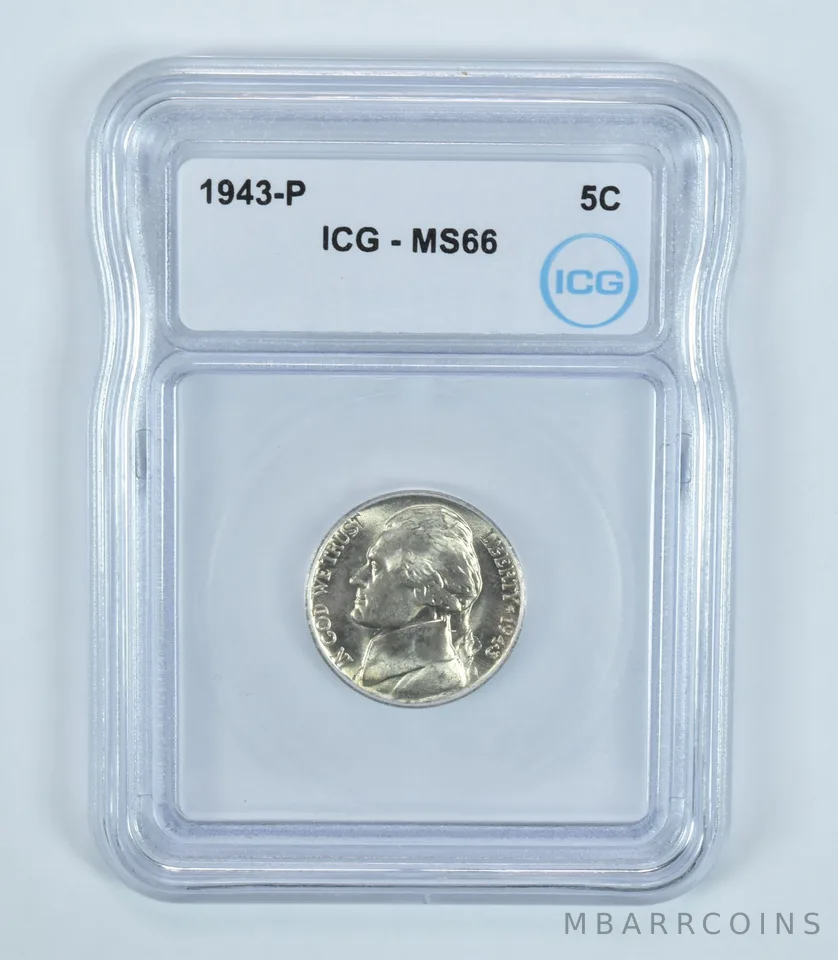 1943-P Jefferson Nickel MS66 ICG WTN War Silver