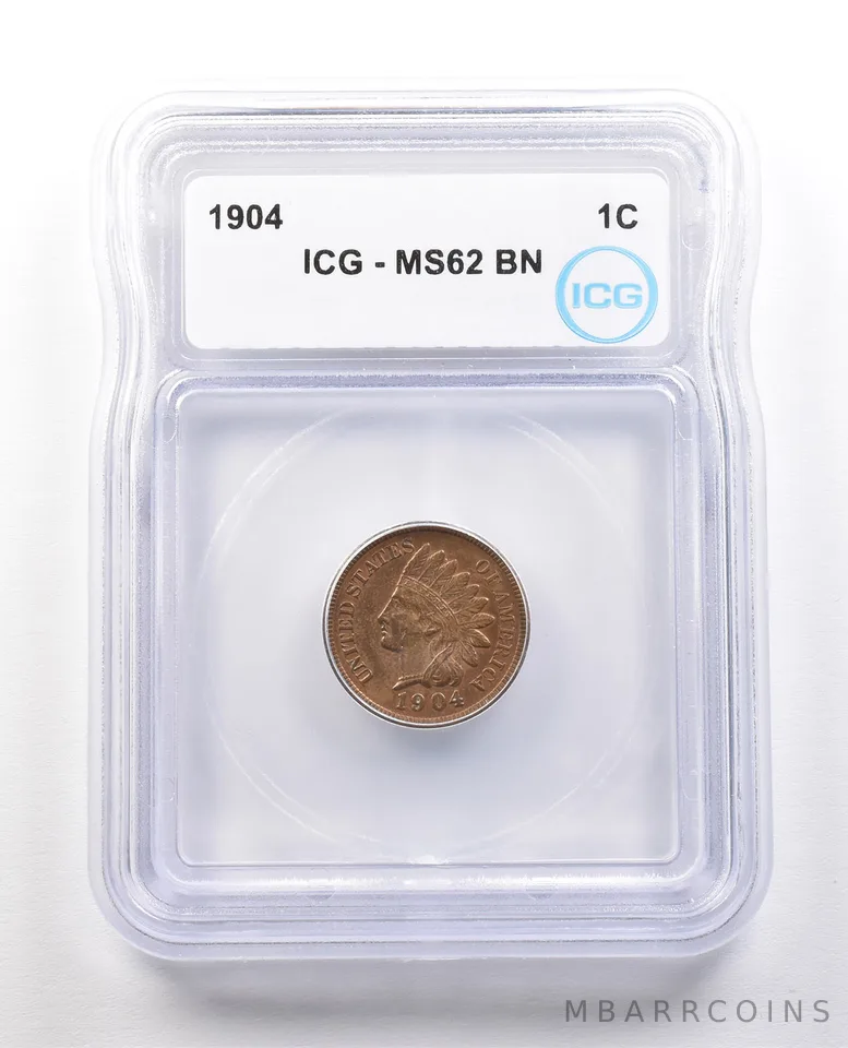 1904 Indian Head Cent MS62 BN ICG *1435