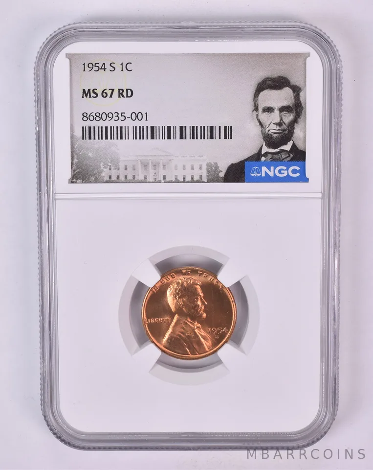 1954-S Lincoln Wheat Cent MS67 RD NGC Special Label