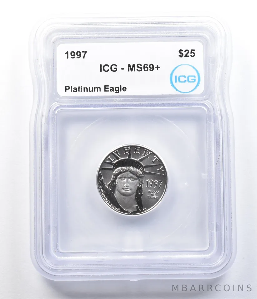 1997 $25 American Platinum Eagle 1/4 Oz Platinum MS69+ ICG *1085