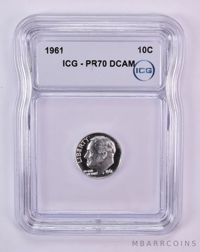 1961 Roosevelt Dime PR70 DCAM ICG