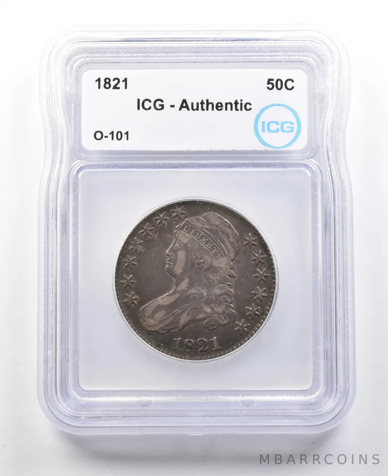 1821 Capped Bust Half Dollar O-101 Authentic ICG *3053