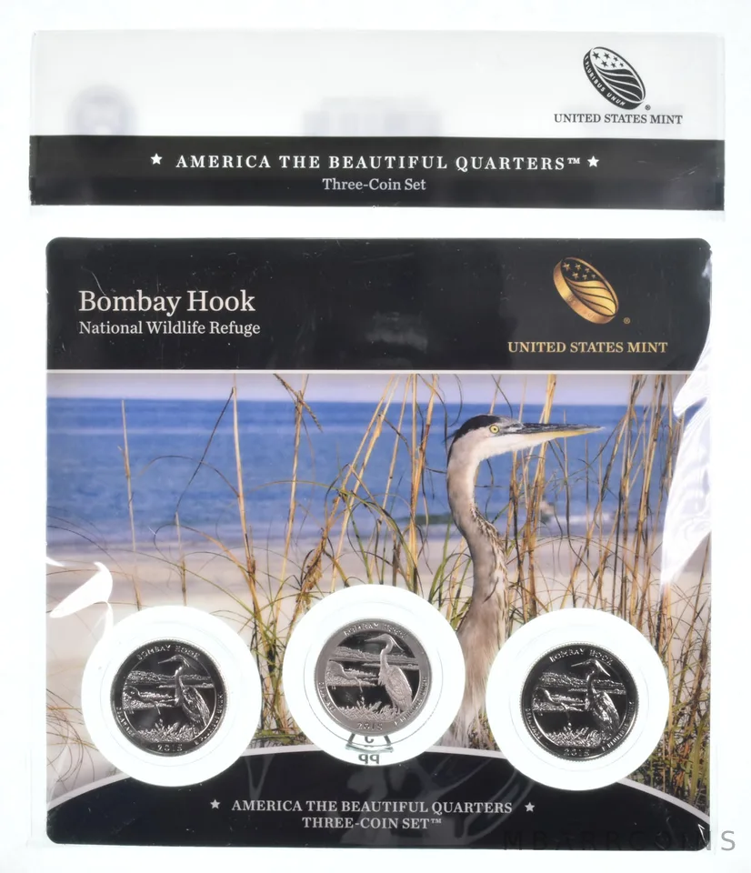 2015 Bombay Hook National Park PDS ATB 3 Quarter Coin Set Unc BU Proof