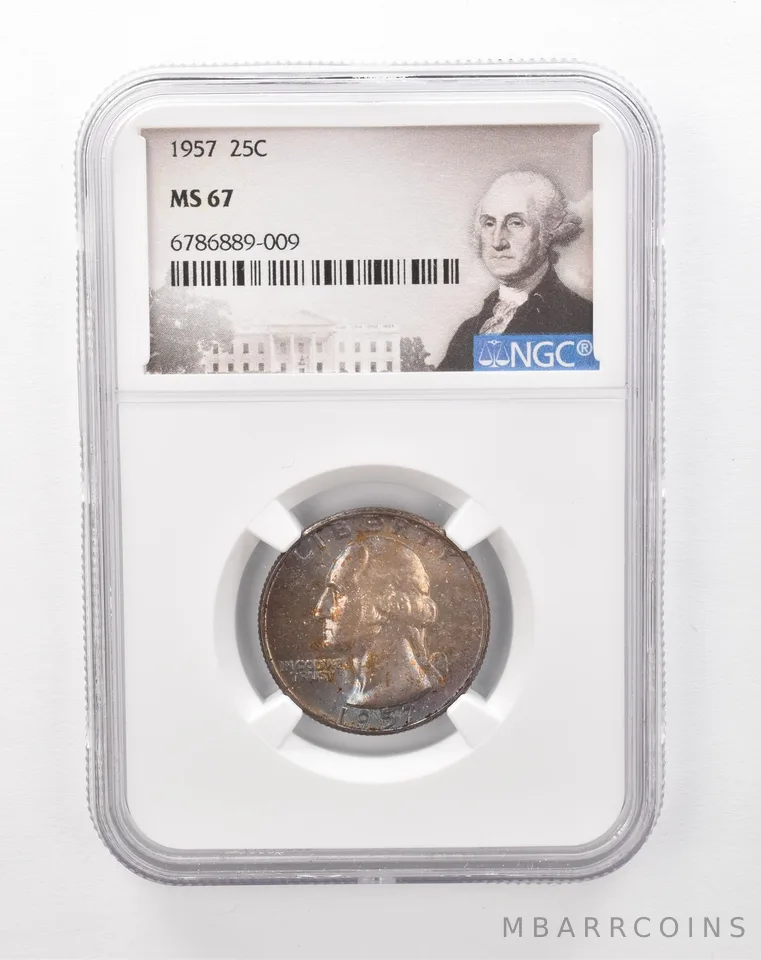 1957 Washington Quarter MS67 NGC Beautiful Tone *1268