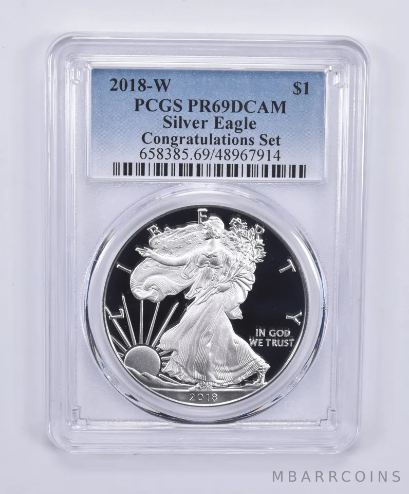 2018-W American Silver Eagle Congratulations Set PR69 DCAM PCGS Blue Label