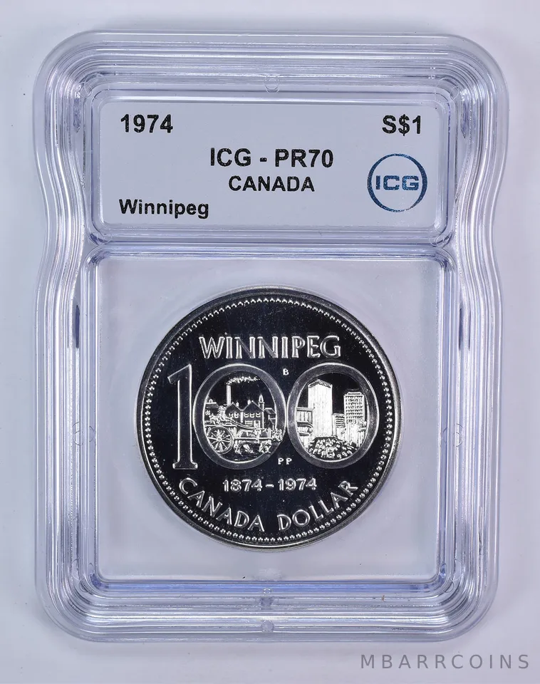 1974 Canada 1 Dollar Silver Winnipeg PR70 ICG