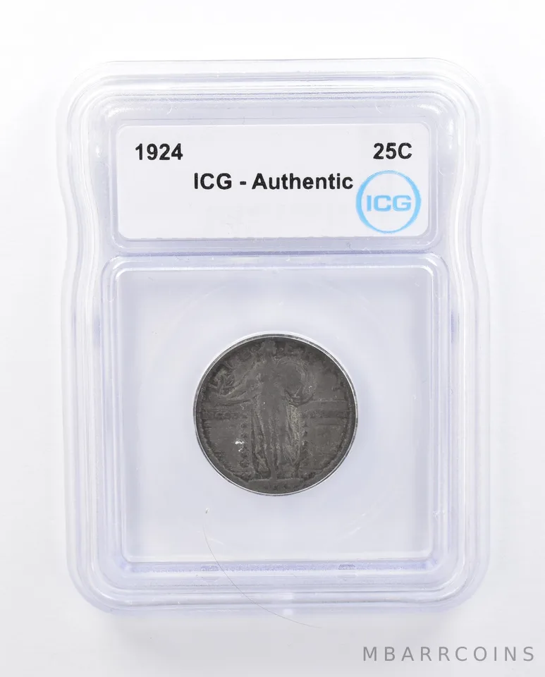 1924 Standing Liberty Quarter Authentic ICG Beautiful Tone *4433