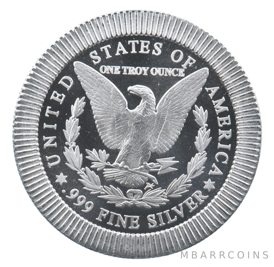 VINTAGE Art Bar/Round Morgan Dollar Design Stacker 1 Oz. Silver 1 T Ounce *153