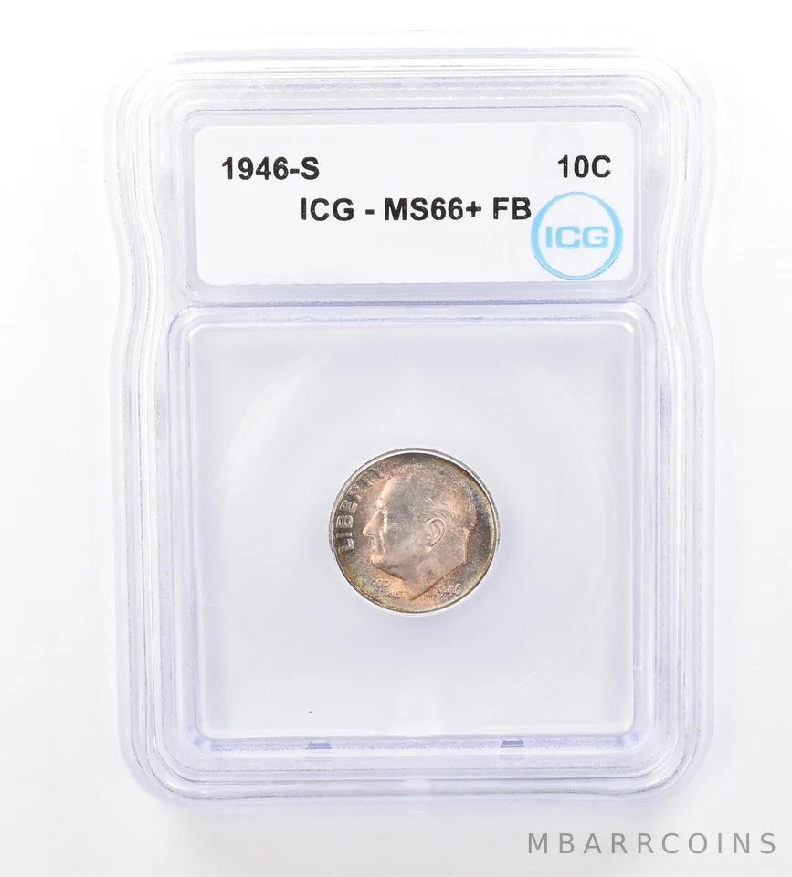 1946-S Roosevelt DIme MS66+ FB ICG Beautiful Tone *1690
