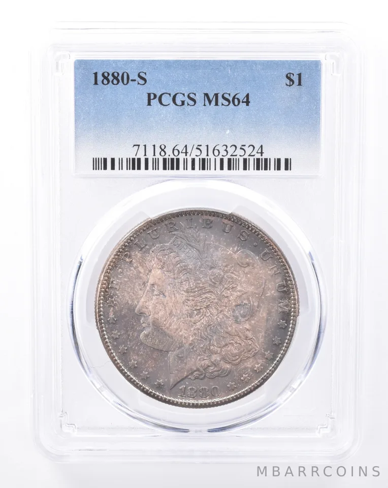 1880-S Morgan Silver Dollar MS64 PCGS Beautiful Tone *9414