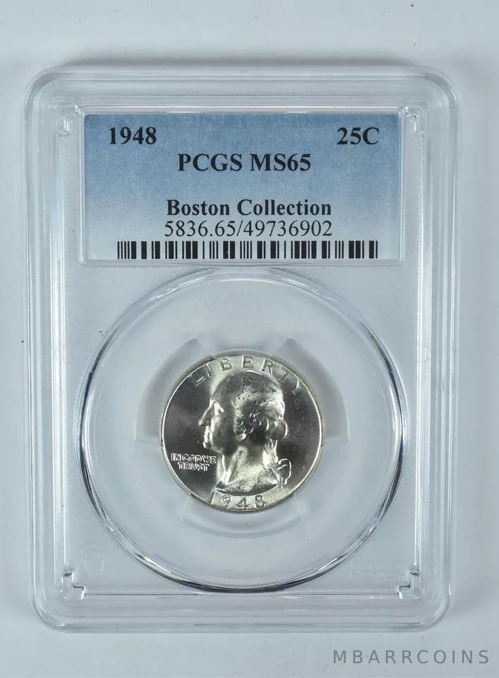 1948 Washington Quarter Boston Collection MS65 PCGS Blue Label