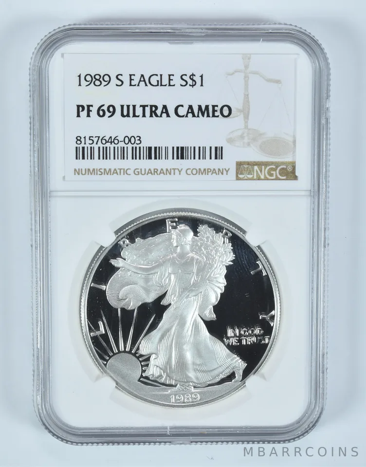 1989-S American Silver Eagle PF69 UCAM NGC Brown Label