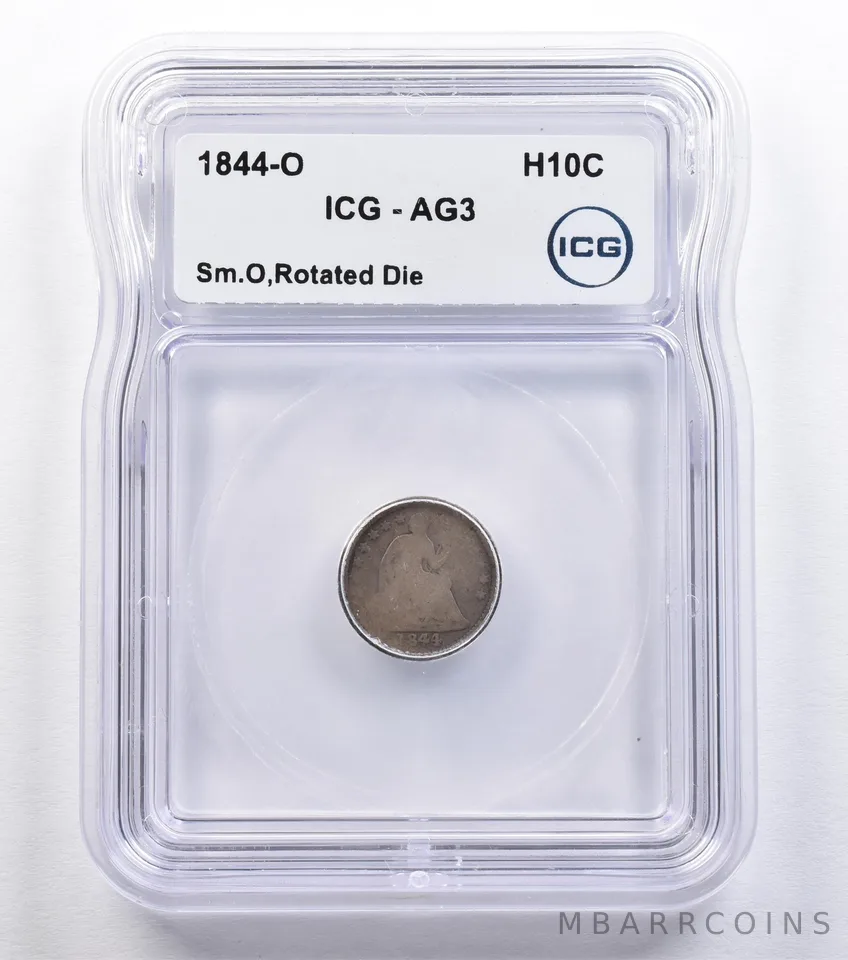 1844-O Seated Liberty Half Dime Small O Rotated Die AG3 ICG *2206
